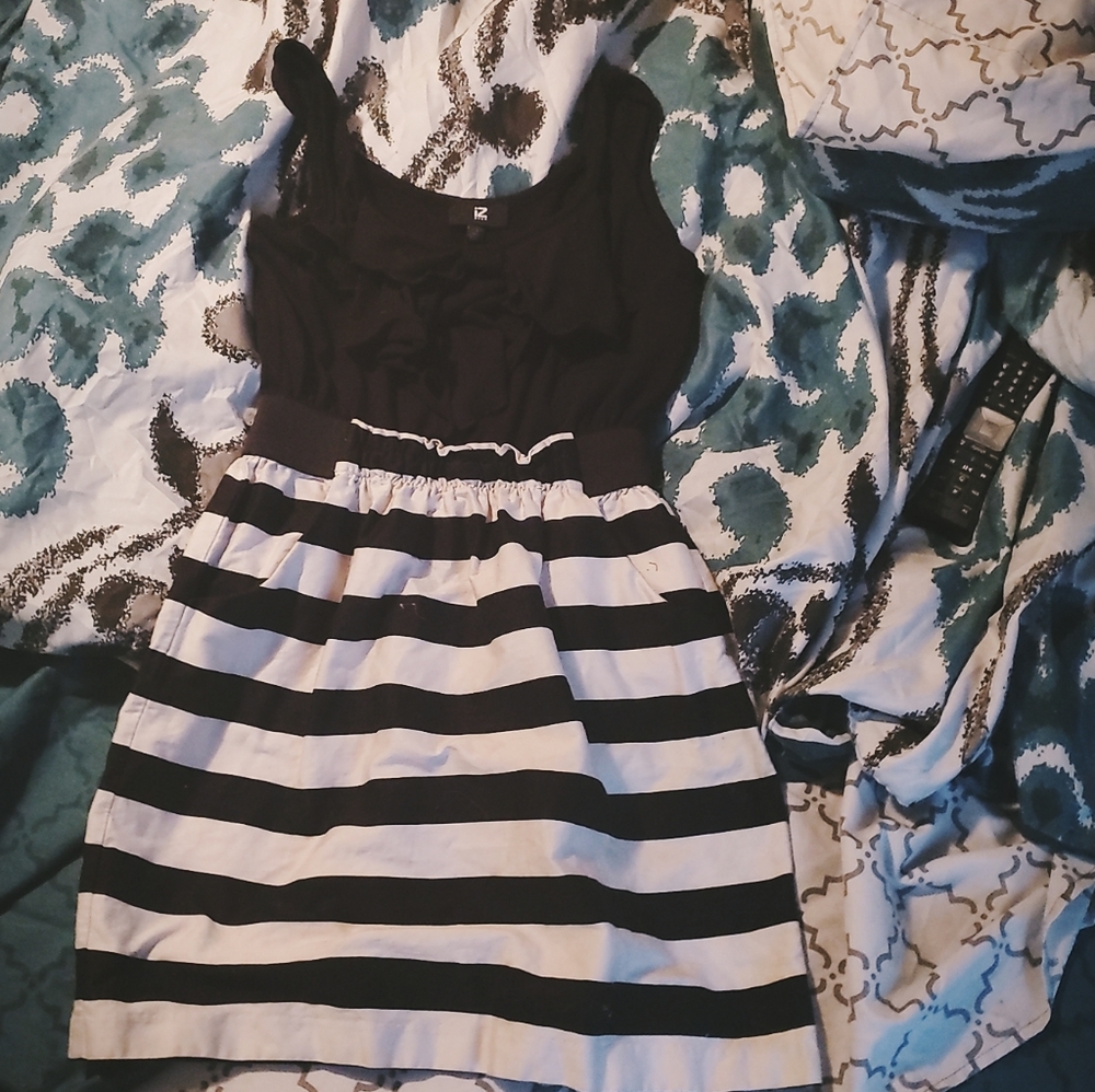 Striped black-and-white dress